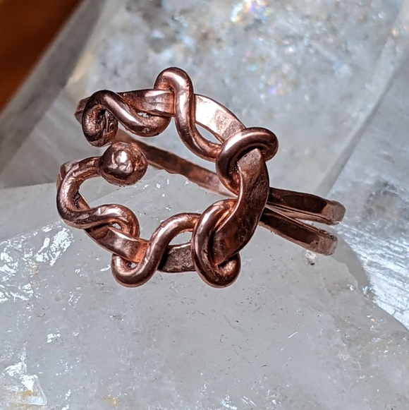 Art Nouveau Copper Ring Nature Inspired Jewelry - Picture 8 of 10